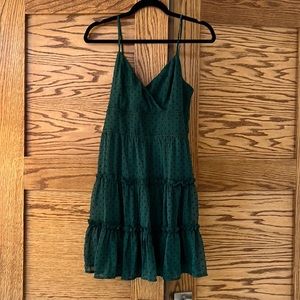Altar’s State Green Strappy Dress with Black Dot Pattern, Medium
